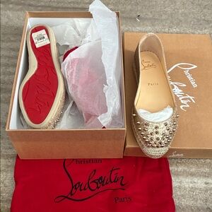 Christian Louboutin Gold Studded Flats 🥿 comes with box and dust protection bags